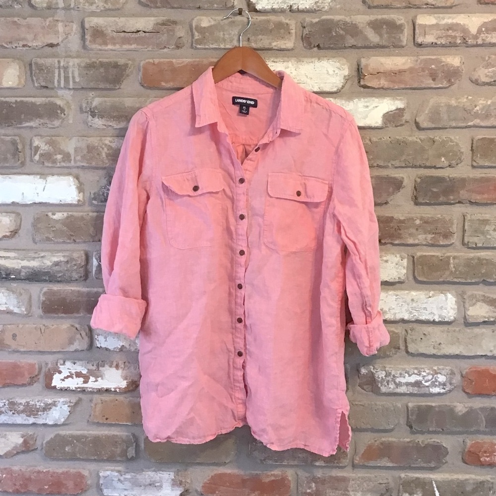 Lands' End Pink Button Down Shirt